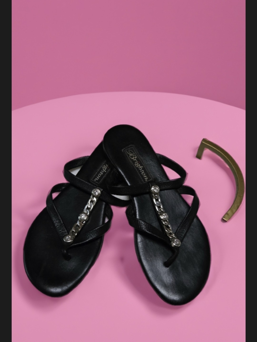 Brighton Aruba Black Jeweled Strappy Thong Sandals